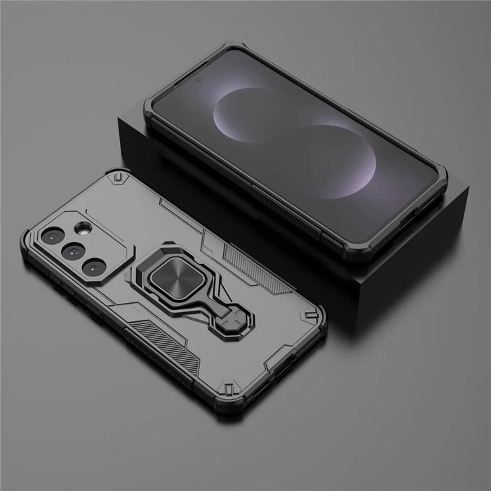 For Samsung Galaxy S25 FE Case Rotatable Ring Kickstand PC + TPU Shockproof Phone Cover - Black - 5