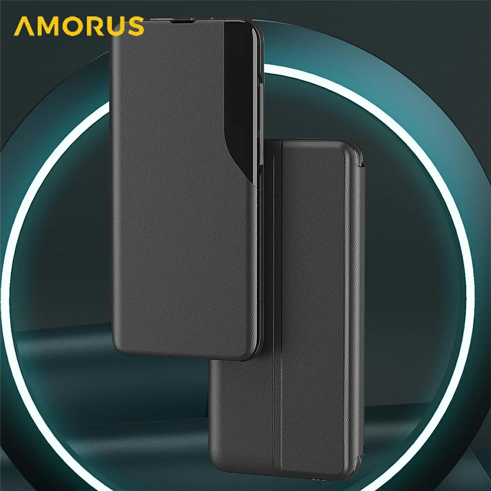AMORUS For iPhone 17 Case Folio Flip Stand PU Leather Phone Cover - Black - 2