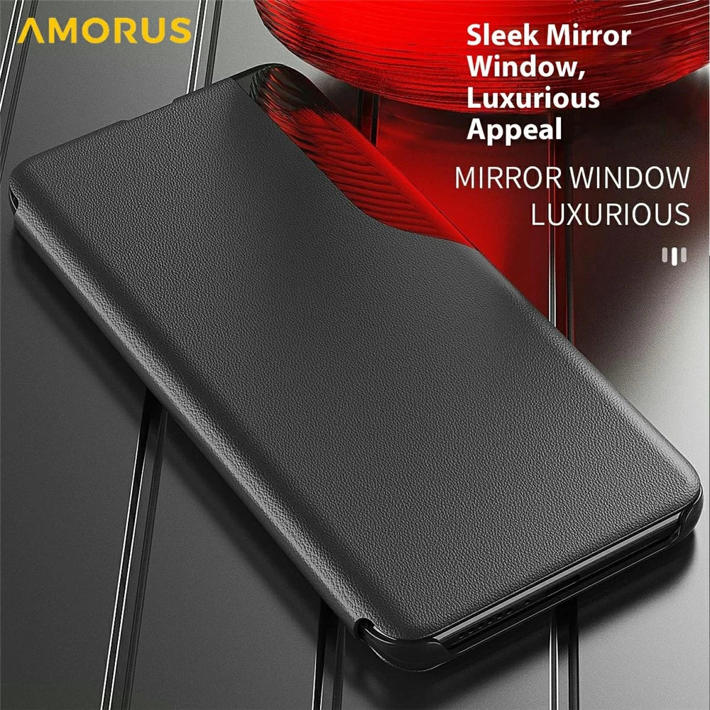 AMORUS For iPhone 17 Pro Case Folio Flip Stand PU Leather Phone Cover - Black - 4
