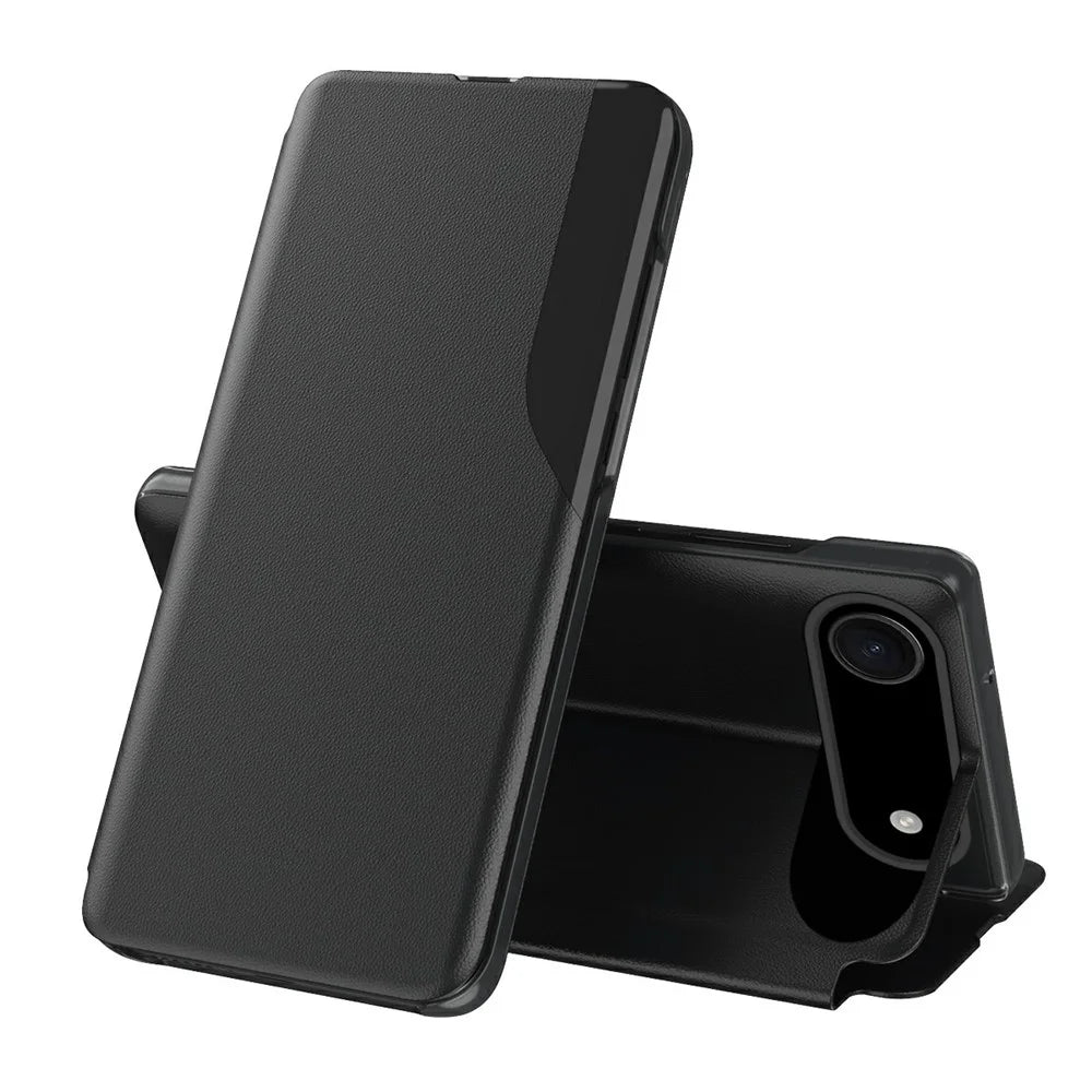AMORUS For iPhone Air Case Folio Flip Stand PU Leather Phone Cover - Black - 1
