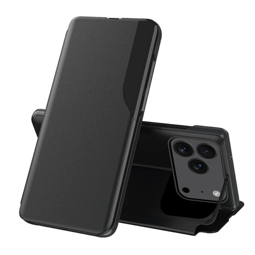 AMORUS For iPhone 17 Pro Max Case Folio Flip Stand PU Leather Phone Cover - Black - 1
