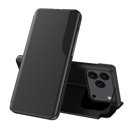 AMORUS For iPhone 17 Pro Max Case Folio Flip Stand PU Leather Phone Cover - Black - 1