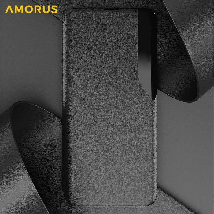AMORUS For iPhone 17 Pro Max Case Folio Flip Stand PU Leather Phone Cover - Black - 5
