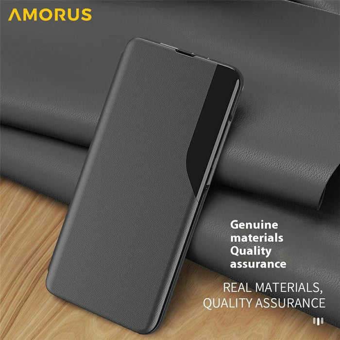 AMORUS For iPhone 17 Pro Max Case Folio Flip Stand PU Leather Phone Cover - Black - 6