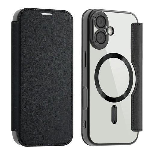 AMORUS For iPhone 17 Case Compatible with MagSafe RFID Blocking Card Holder Leather Phone Cover - Black - 1