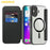 AMORUS For iPhone 17 Case Compatible with MagSafe RFID Blocking Card Holder Leather Phone Cover - Black - 2