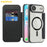 AMORUS For iPhone Air Case Compatible with MagSafe RFID Blocking Card Holder Leather Phone Cover - Black - 2