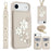 For iPhone Air Case Card Slots Leather Coated TPU Flower Phone Cover with 2 Straps - Beige - 1