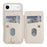 For iPhone Air Case Card Slots Leather Coated TPU Flower Phone Cover with 2 Straps - Beige - 2