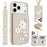 For iPhone 18 Pro Max / 17 Pro Max Case Card Slots Leather Coated TPU Flower Phone Cover with 2 Straps - Beige - 1
