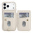 For iPhone 18 Pro Max / 17 Pro Max Case Card Slots Leather Coated TPU Flower Phone Cover with 2 Straps - Beige - 2