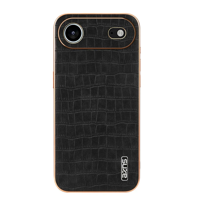 AZNS For iPhone Air Case Electroplating Crocodile Texture PU + TPU Phone Cover - Black - 2