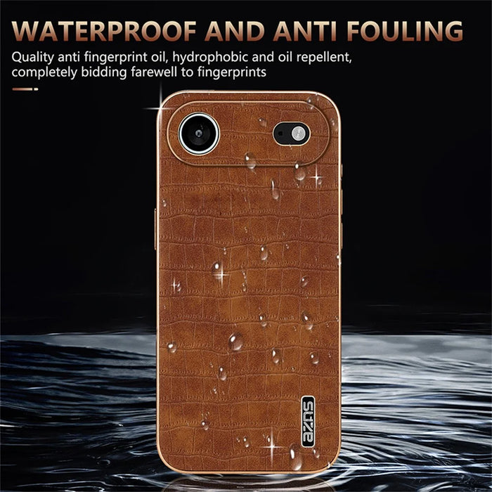 AZNS For iPhone Air Case Electroplating Crocodile Texture PU + TPU Phone Cover - Black - 7