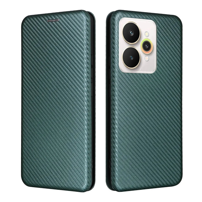 For Realme 15 Pro 5G  /  15 5G Case Carbon Fiber Texture Drop-Proof PU Leather Phone Cover - Green - 1