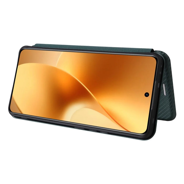 For Realme 15 Pro 5G  /  15 5G Case Carbon Fiber Texture Drop-Proof PU Leather Phone Cover - Green - 3