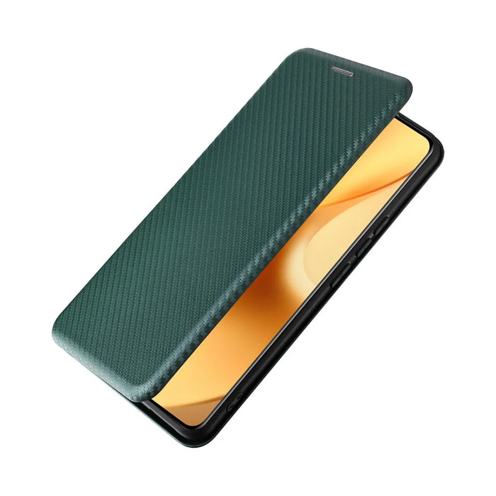 For Realme 15 Pro 5G  /  15 5G Case Carbon Fiber Texture Drop-Proof PU Leather Phone Cover - Green - 5