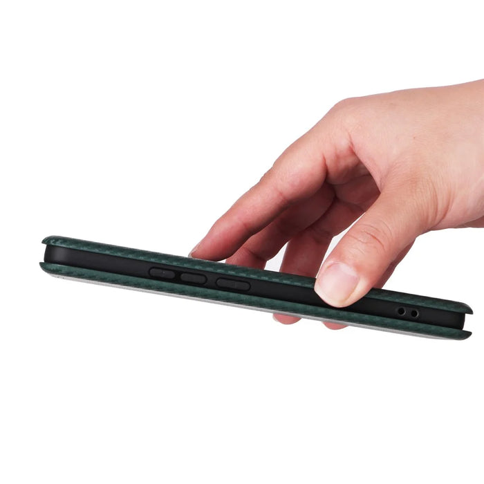 For Realme 15 Pro 5G  /  15 5G Case Carbon Fiber Texture Drop-Proof PU Leather Phone Cover - Green - 6