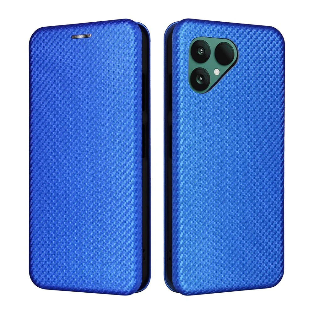 For Fairphone 6 Case Carbon Fiber Texture Drop-Proof PU Leather Phone Cover - Blue - 1