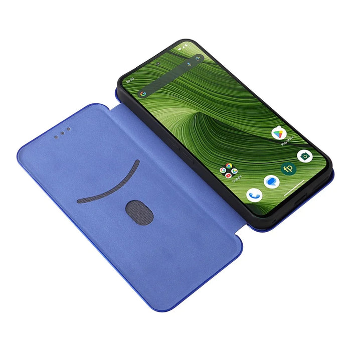 For Fairphone 6 Case Carbon Fiber Texture Drop-Proof PU Leather Phone Cover - Blue - 2