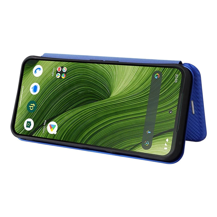 For Fairphone 6 Case Carbon Fiber Texture Drop-Proof PU Leather Phone Cover - Blue - 3