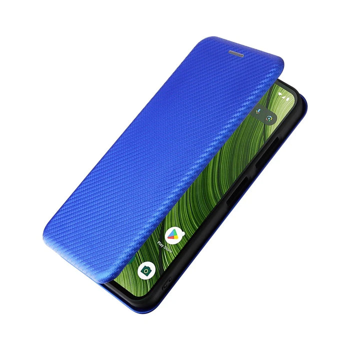 For Fairphone 6 Case Carbon Fiber Texture Drop-Proof PU Leather Phone Cover - Blue - 5