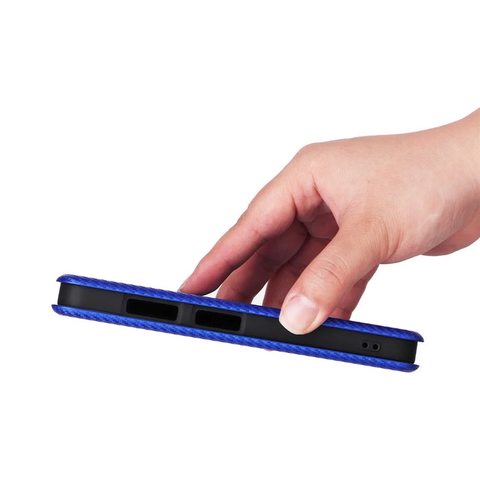 For Fairphone 6 Case Carbon Fiber Texture Drop-Proof PU Leather Phone Cover - Blue - 6