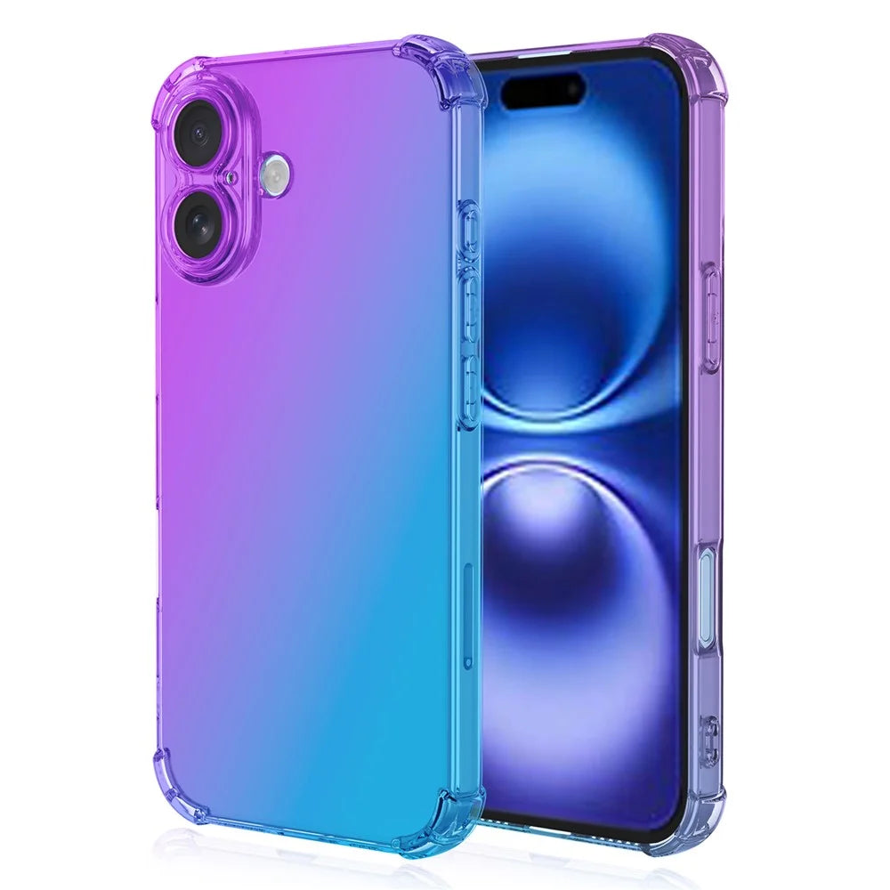 For iPhone 17 Case Gradient Color TPU Phone Case Anti-Drop Phone Cover - Purple  /  Blue - 1