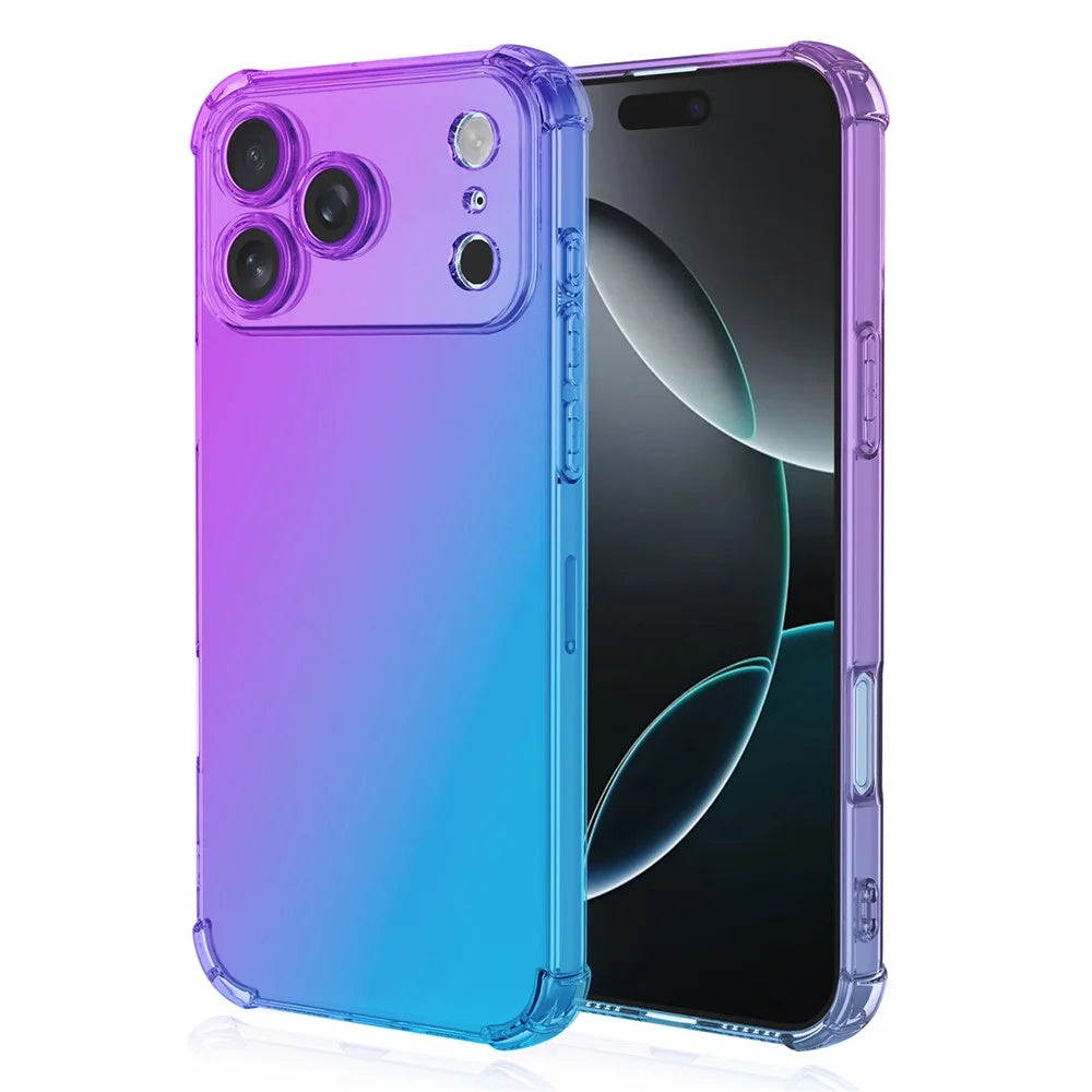 For iPhone 17 Pro Case Gradient Color TPU Phone Case Anti-Drop Phone Cover - Purple  /  Blue - 1