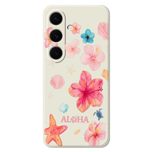 For Samsung Galaxy S25 FE Case Flower Pattern Printing Straight Edge TPU Phone Back Cover - Beige - 1