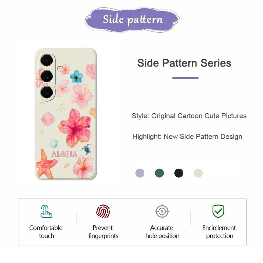 For Samsung Galaxy S25 FE Case Flower Pattern Printing Straight Edge TPU Phone Back Cover - Beige - 2