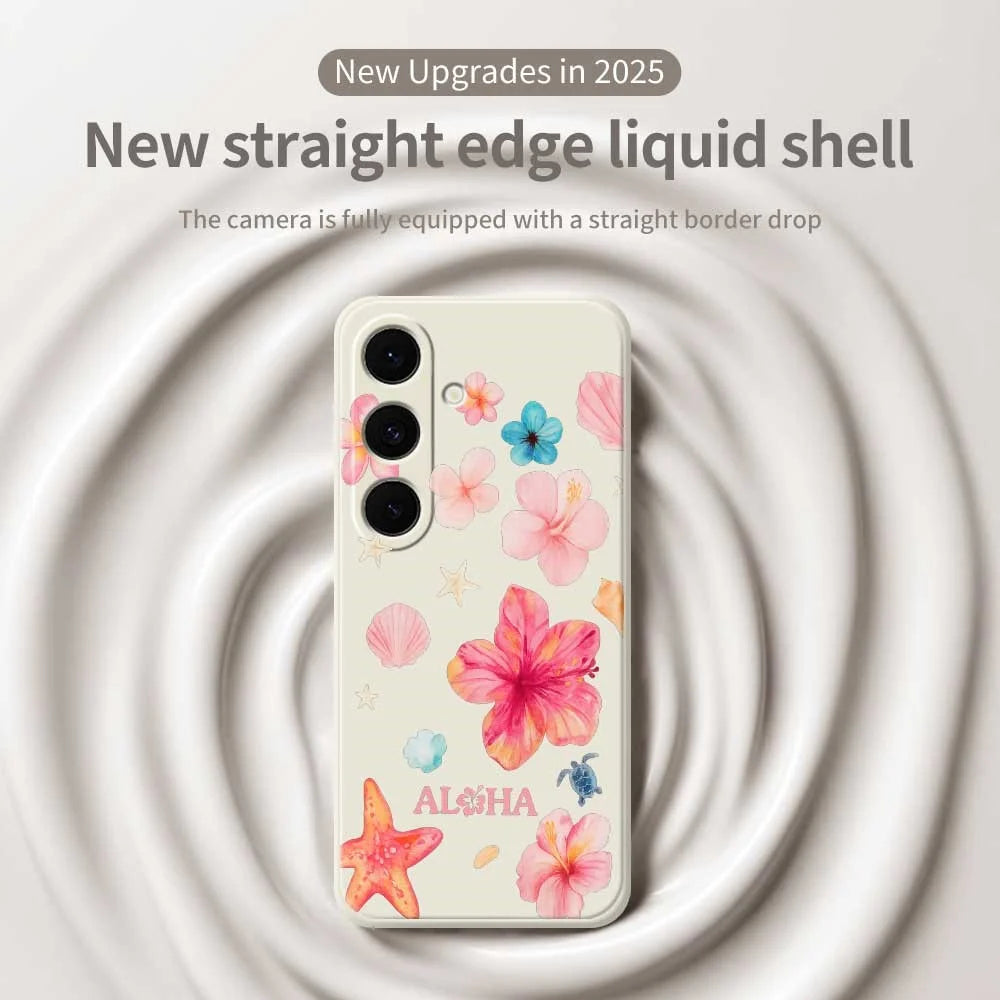 For Samsung Galaxy S25 FE Case Flower Pattern Printing Straight Edge TPU Phone Back Cover - Beige - 3