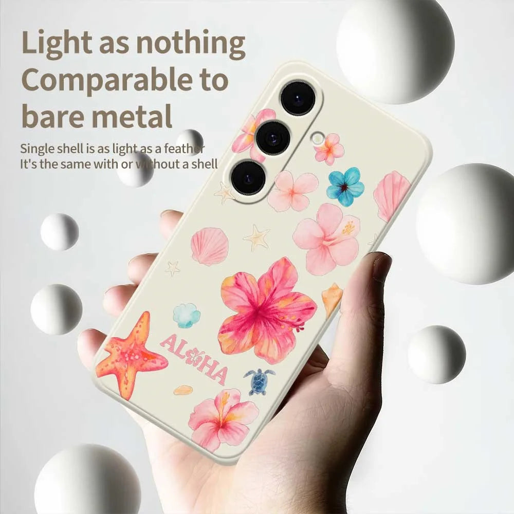 For Samsung Galaxy S25 FE Case Flower Pattern Printing Straight Edge TPU Phone Back Cover - Beige - 4