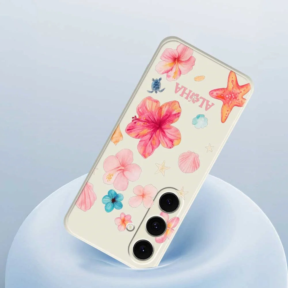 For Samsung Galaxy S25 FE Case Flower Pattern Printing Straight Edge TPU Phone Back Cover - Beige - 5