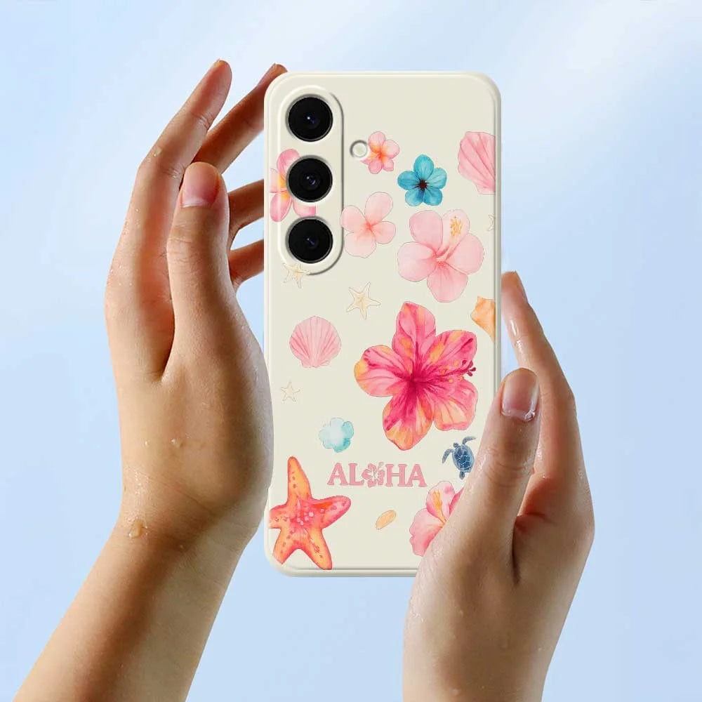For Samsung Galaxy S25 FE Case Flower Pattern Printing Straight Edge TPU Phone Back Cover - Beige - 6