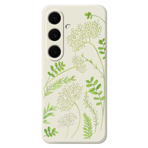 For Samsung Galaxy S25 FE Case Leaves Pattern Printing Straight Edge TPU Phone Back Cover - Beige - 1