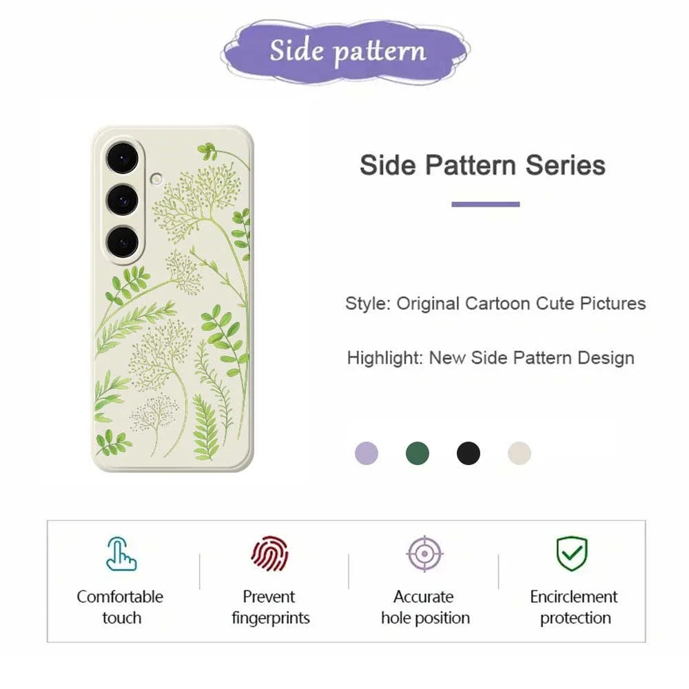 For Samsung Galaxy S25 FE Case Leaves Pattern Printing Straight Edge TPU Phone Back Cover - Beige - 2