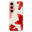 For Samsung Galaxy S25 FE Case Red Flower Pattern Printing Straight Edge TPU Phone Back Cover - Beige - 1