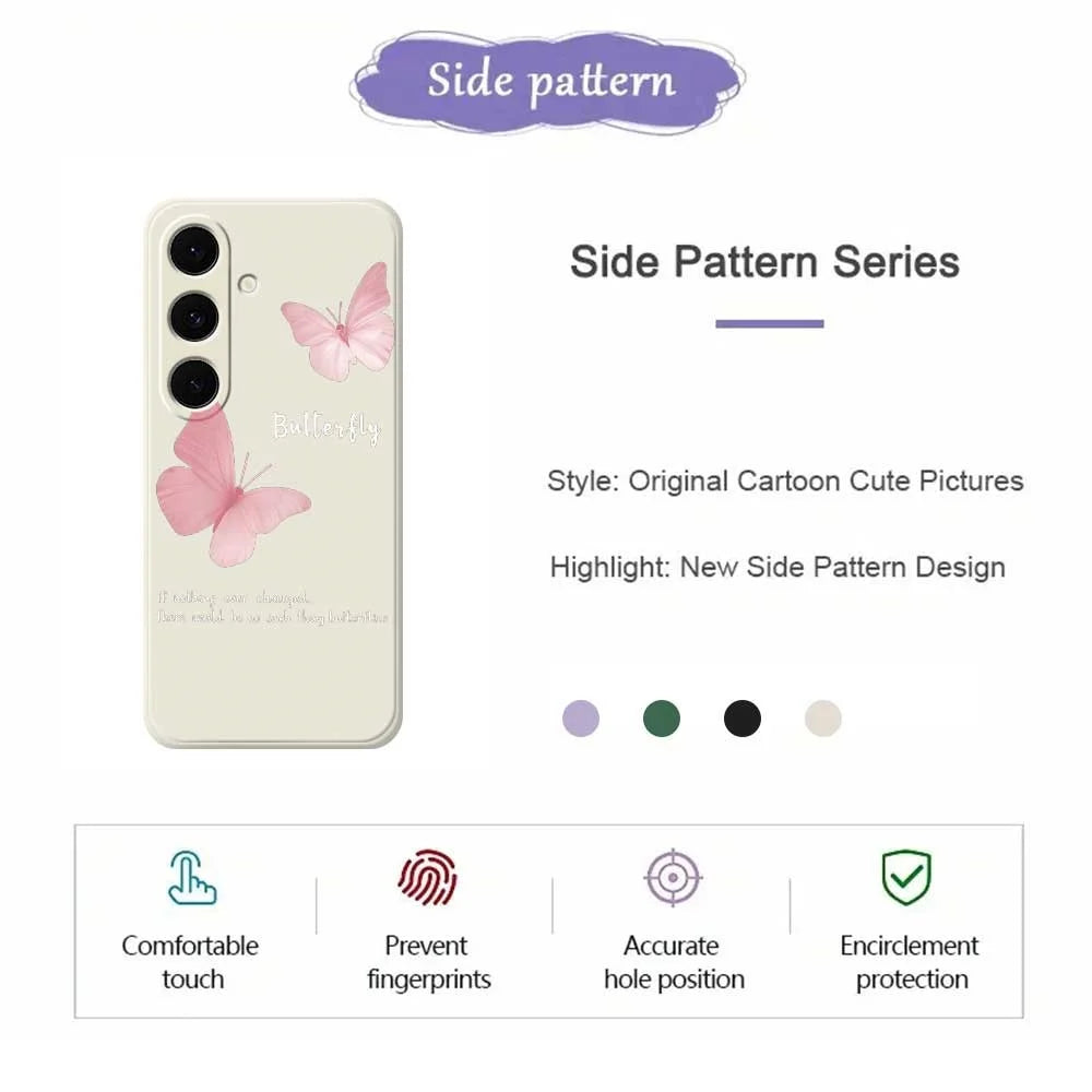 For Samsung Galaxy S25 FE Case Butterfly Pattern Printing Straight Edge TPU Phone Back Cover - Beige - 2