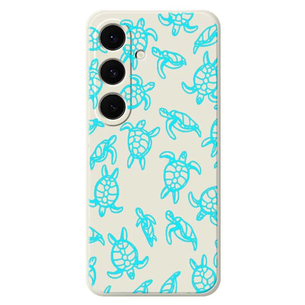 For Samsung Galaxy S25 FE Case Tortoise Pattern Printing Straight Edge TPU Phone Back Cover - Beige - 1