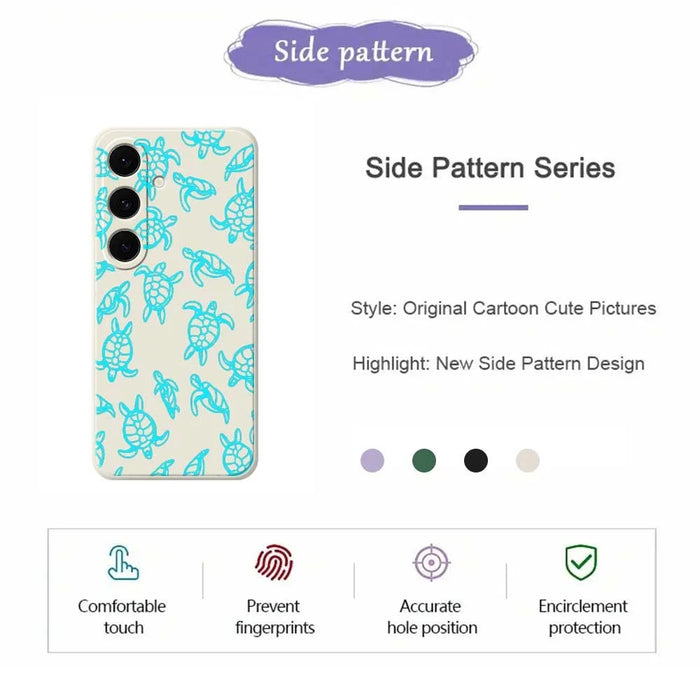 For Samsung Galaxy S25 FE Case Tortoise Pattern Printing Straight Edge TPU Phone Back Cover - Beige - 2