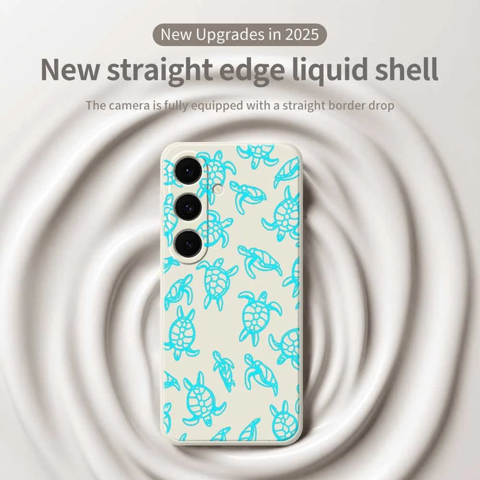 For Samsung Galaxy S25 FE Case Tortoise Pattern Printing Straight Edge TPU Phone Back Cover - Beige - 3
