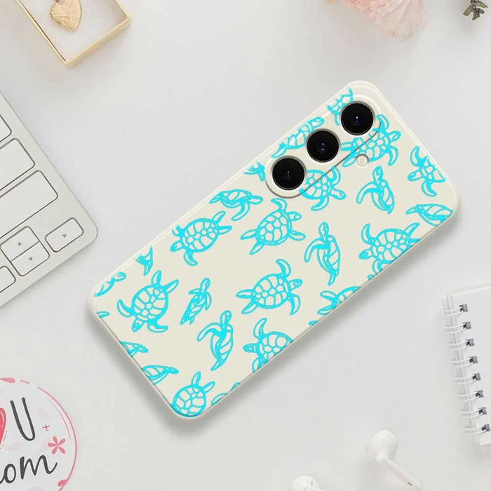 For Samsung Galaxy S25 FE Case Tortoise Pattern Printing Straight Edge TPU Phone Back Cover - Beige - 7