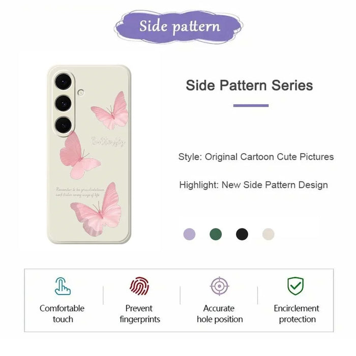 For Samsung Galaxy S25 FE Case Butterfly Pattern Printing Straight Edge TPU Phone Back Cover - Beige - 2