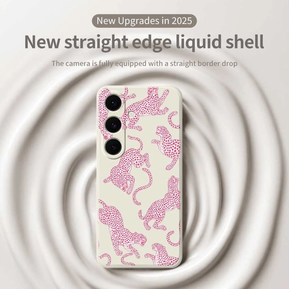 For Samsung Galaxy S25 FE Case Leopards Pattern Printing Straight Edge TPU Phone Back Cover - Beige - 3