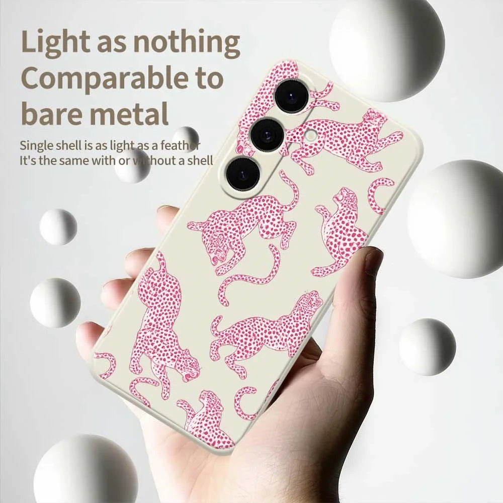 For Samsung Galaxy S25 FE Case Leopards Pattern Printing Straight Edge TPU Phone Back Cover - Beige - 4