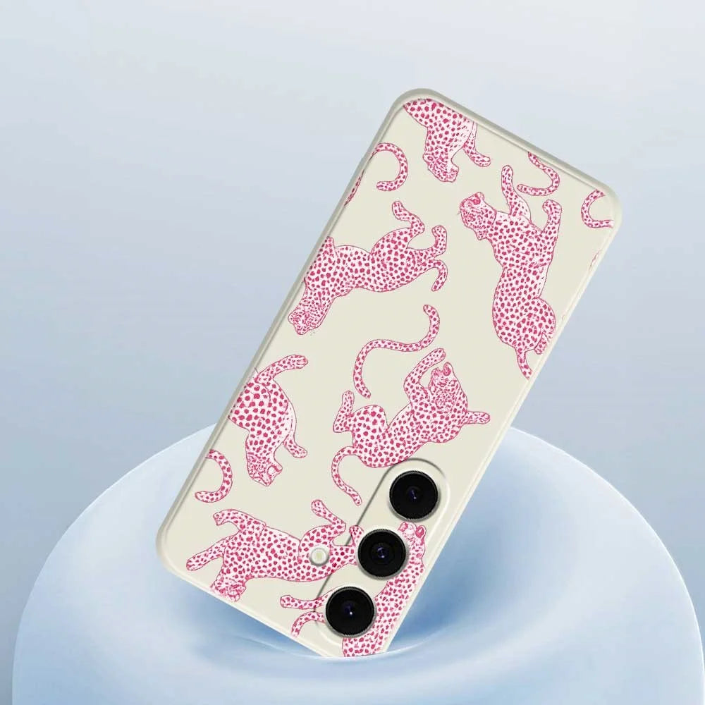 For Samsung Galaxy S25 FE Case Leopards Pattern Printing Straight Edge TPU Phone Back Cover - Beige - 5