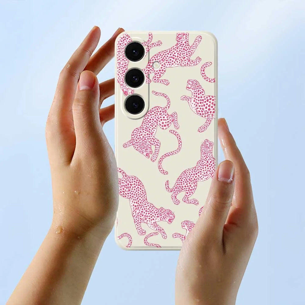 For Samsung Galaxy S25 FE Case Leopards Pattern Printing Straight Edge TPU Phone Back Cover - Beige - 6