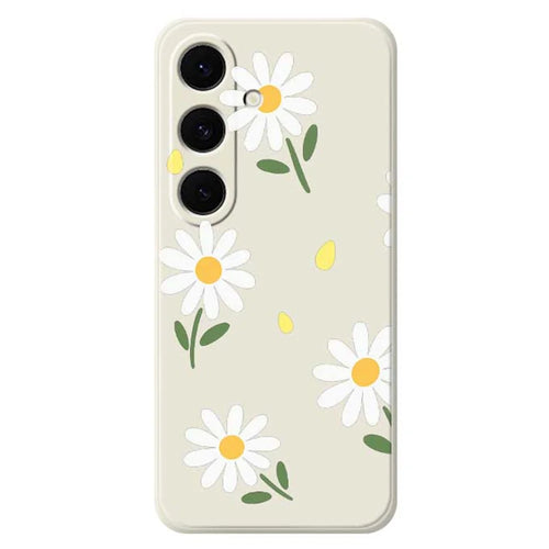 For Samsung Galaxy S25 FE Case Daisy Pattern Printing Straight Edge TPU Phone Back Cover - Beige - 1