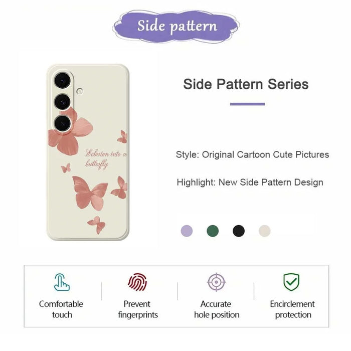 For Samsung Galaxy S25 FE Case Many Butterflies Pattern Printing Straight Edge TPU Phone Back Cover - Beige - 2