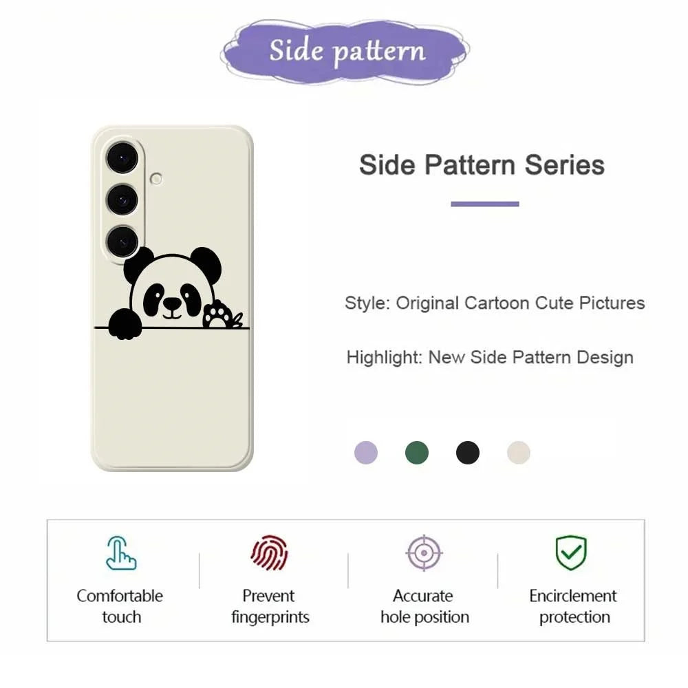For Samsung Galaxy S25 FE Case Panda Head Pattern Printing Straight Edge TPU Phone Back Cover - Beige - 2
